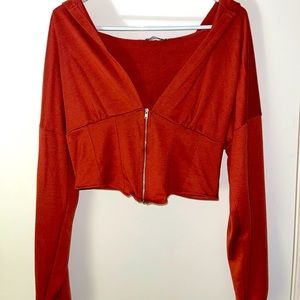 Fashion Nova zip up crop top hoodie size M